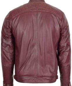 Men Biker Leather Standing Collar Jacket