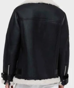 Women’s Black Biker Shearling Leather Jacket