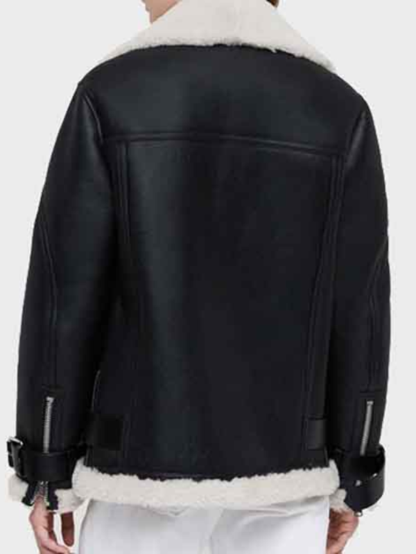 Women’s Black Biker Shearling Leather Jacket