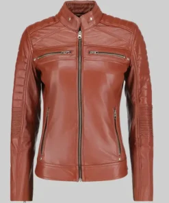 Women’s Brown Biker Real Leather Jacket