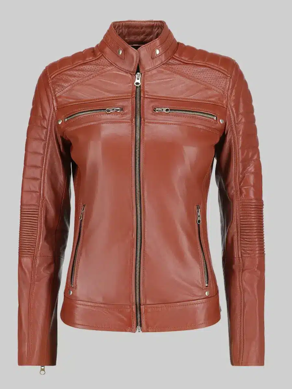 Women’s Brown Biker Real Leather Jacket