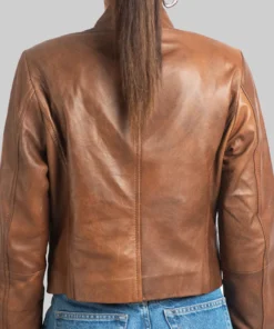 Women’s Brown Distressed Biker Leather Jacket
