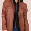 Women’s Brown Leather Biker Jacket