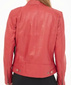 Women’s Cafe Racer Red Leather Jacket