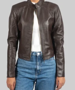Women’s Dark Brown Leather Biker Jacket