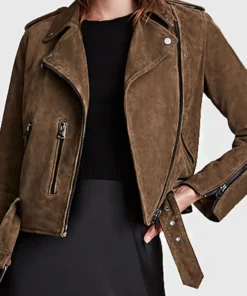 Women’s Dark Brown Suede Leather Jacket