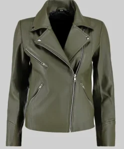 Women’s Green Asymmetrical Rider Jacket