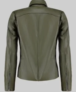 Women’s Green Moto Asymmetrical Double Rider Leather Jacket