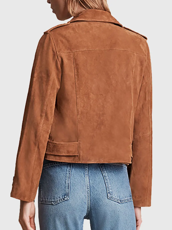 Women’s Leather Brown Suede Biker Jacket
