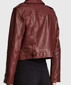 Women’s Leather Maroon Biker Jacket